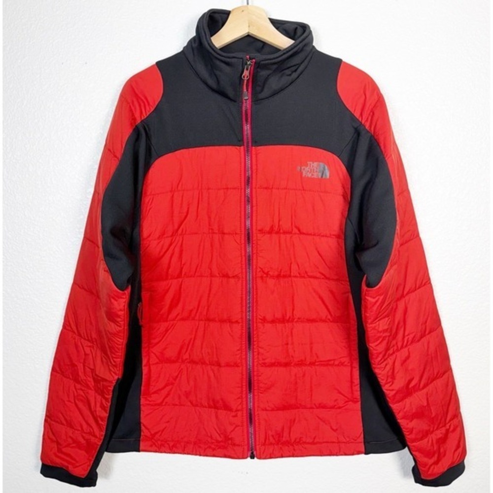 The‎ North Face Men's Size L Lightweight Puffer Coat Jacket Primaloft Red Black